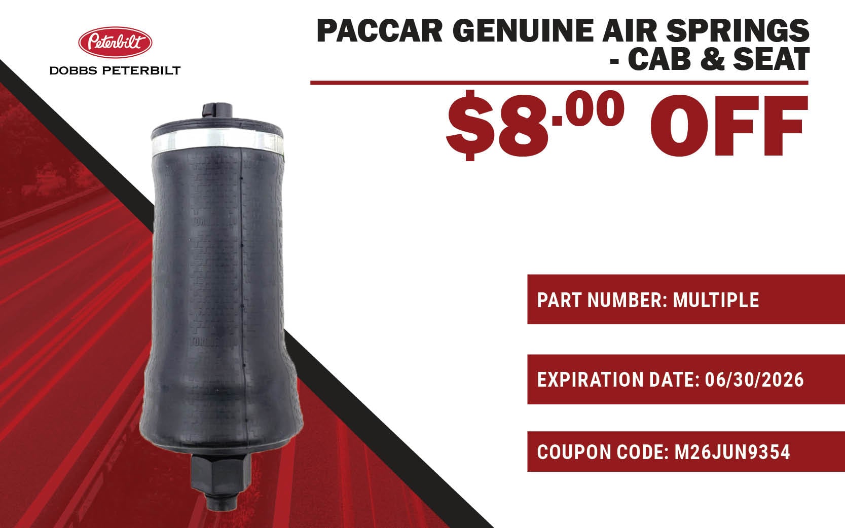 Paccar Genuine Air Springs - Cab and Seat